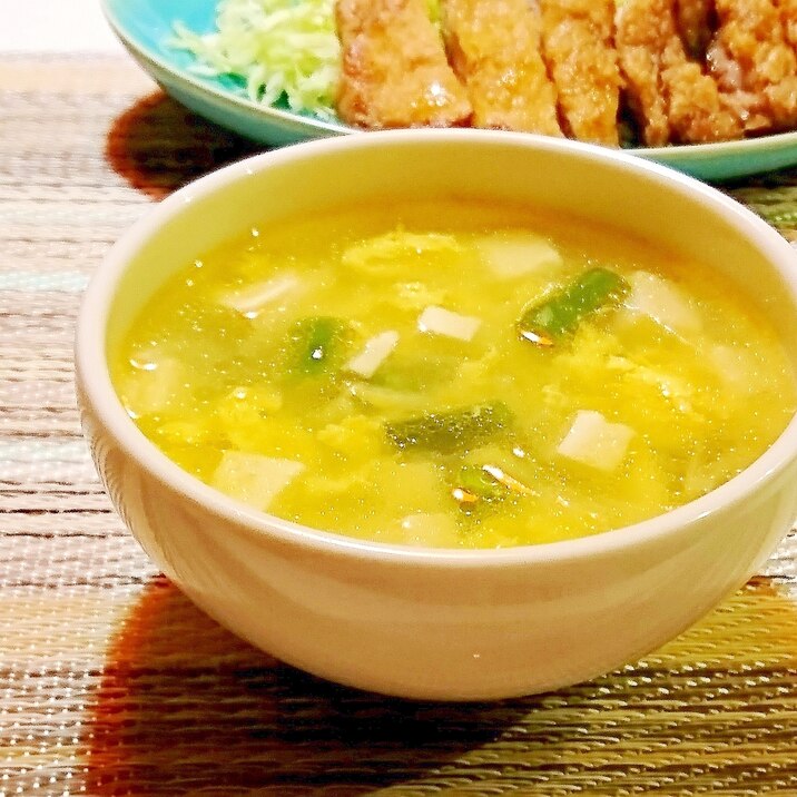 いんげんと豆腐の中華風玉子スープ